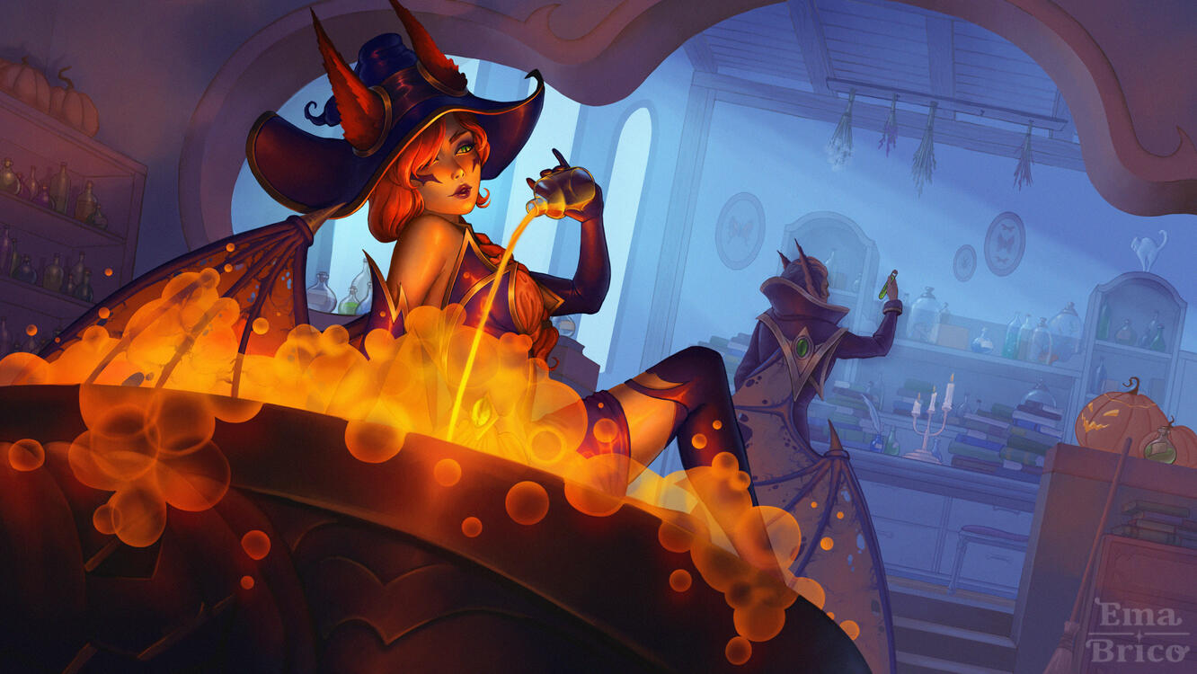 Bewitching Xayah and Rakan LoL Fan Art